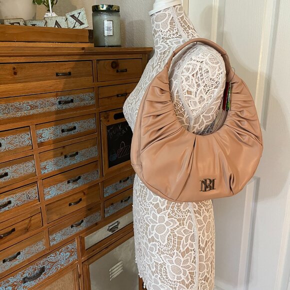 Badgley Mischka - Pleats Shoulder Bag - Pink/Peach Vegan Leather - NWT - Picture 3 of 12